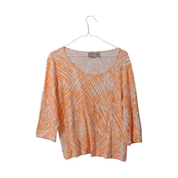 Chicos Size 2  Orange 3/4 sleeve T-shirt - Picture 1 of 5